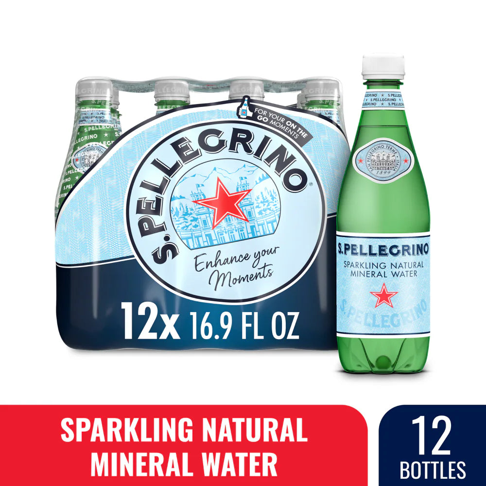 S.Pellegrino Sparkling Natural Mineral Water Glass Bottle