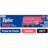 Ziploc® Gallon Storage Bags, Stay Open Design, Easy to Fill, 22 count