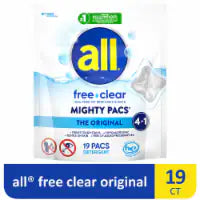 ALL Mighty Pacs With Stainlifters Free & Clear Laundry Detergent Pods
